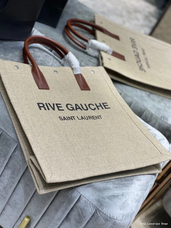 Tony Luxuries BAG N RIVE YSL IN COTTON AND GAUCHE S LINEN SHOPPING 0818